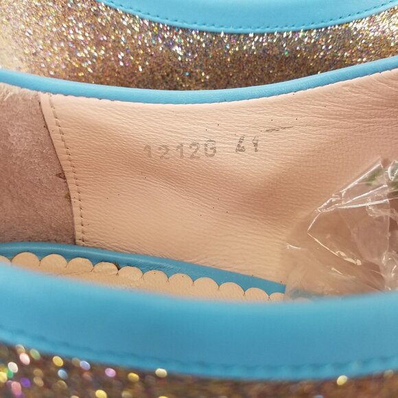 Opening Ceremony Oxfords Women's 9.5 EU 41 Blue Silver Glitter Lace Up Loafers - Picture 12 of 15